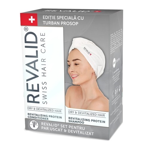 Pachet Sampon revitalizant Revalid, 250 ml + Balsam revitalizant Revalid, 250 ml + Turban, Ewopharma